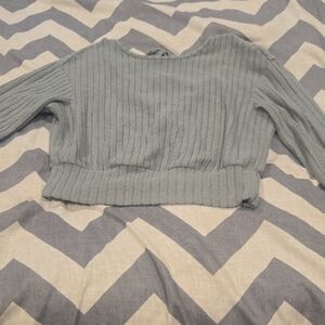 SHEIN Ribbed Knit Crop Top - Green